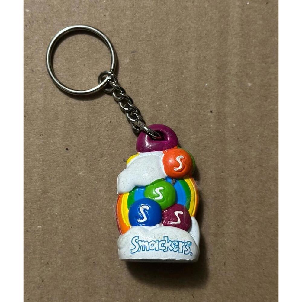 Vintage 2003 LIP SMACKERS Rainbow Skittles Chapstick Holder Collectible Keychain
